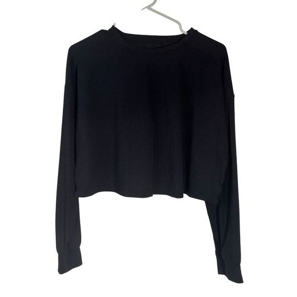 Lululemon Top 8 Long Sleeve Cropped Shirt Womens Muscle Love Athletic Black - Picture 1 of 6